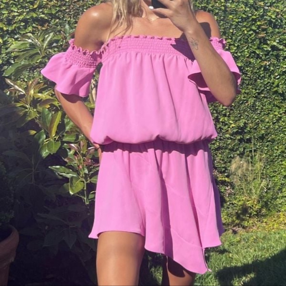 Revolve Amanda Uprichard off shoulder mini dress - Picture 2 of 4